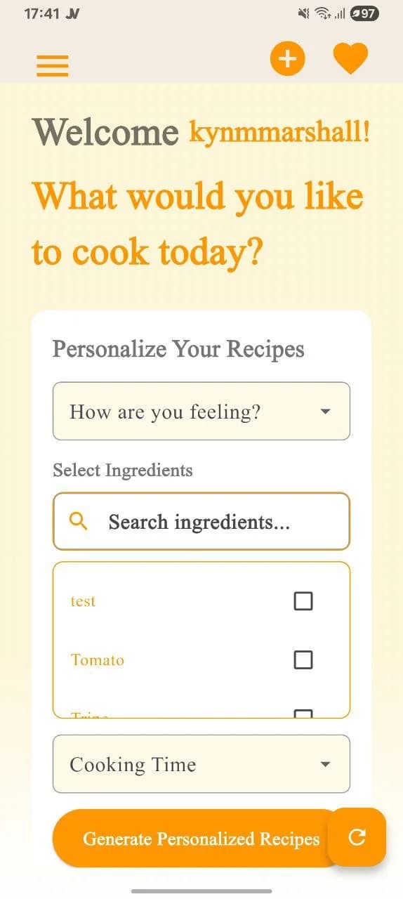 Pick My Dish application screenshot